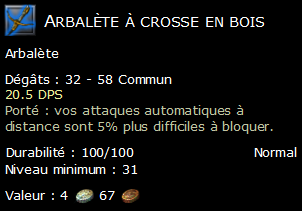 Arbalète à crosse en bois