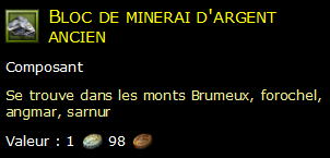 Bloc de minerai d'argent ancien