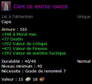 Cape de maitre-garde