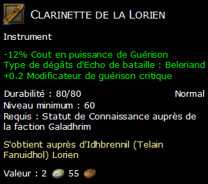 Clarinette de la Lorien