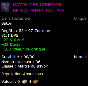 Bâton des Dunedain délicatement sculpté