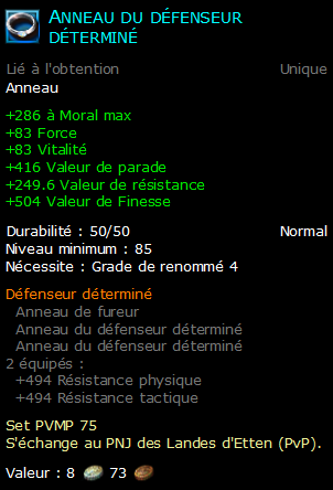 Anneau du défenseur déterminé