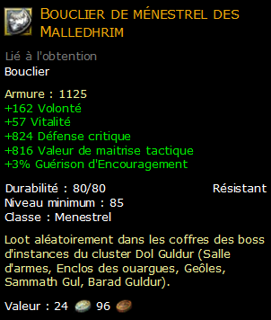 Bouclier de ménestrel des Malledhrim