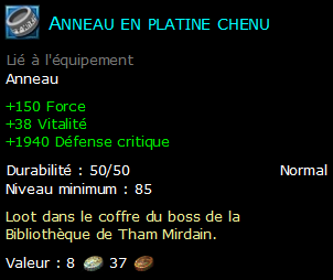 Anneau en platine chenu