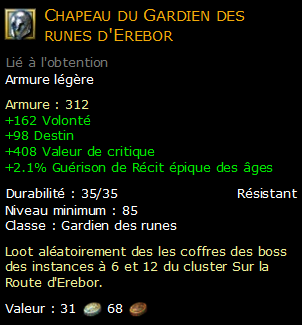 Chapeau du Gardien des runes d'Erebor