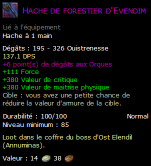 Hache de forestier d'Evendim