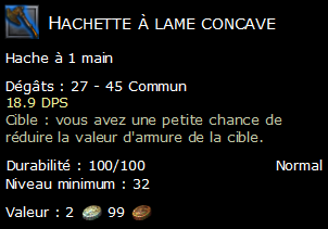 Hachette à lame concave