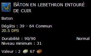 Bâton en lebethron entouré de cuir