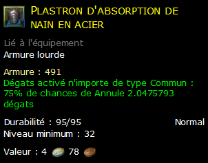 Plastron d'absorption de nain en acier