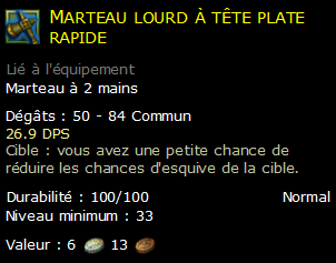 Marteau lourd à tête plate rapide