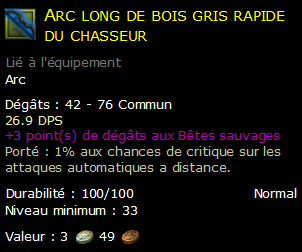 Arc long de bois gris rapide du chasseur