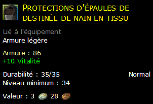 Protections d'épaules de destinée de nain en tissu