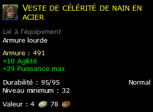 Veste de célérité de nain en acier