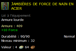 Jambières de force de nain en acier