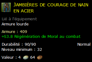 Jambières de courage de nain en acier