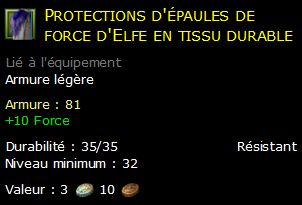 Protections d'épaules de force d'Elfe en tissu durable