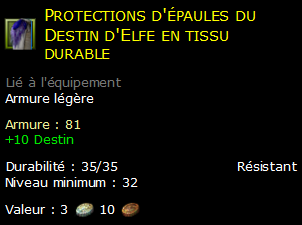 Protections d'épaules du Destin d'Elfe en tissu durable