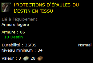 Protections d'épaules du Destin en tissu