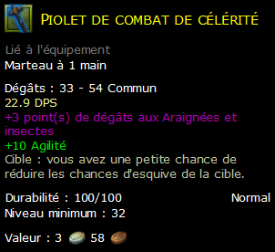 Piolet de combat de célérité