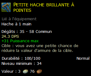 Petite hache brillante à pointes