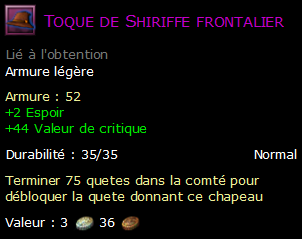 Toque de Shiriffe frontalier