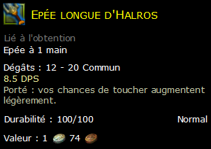 Epée longue d'Halros