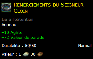 Remerciements du Seigneur Gloïn