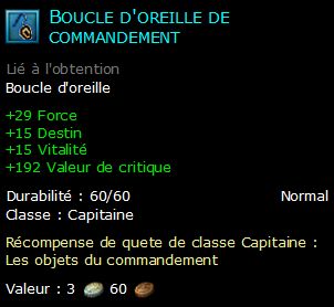 Boucle d'oreille de commandement