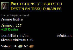 Protections d'épaules du Destin en tissu durables