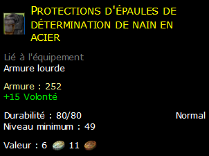 Protections d'épaules de détermination de nain en acier