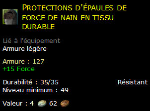 Protections d'épaules de force de nain en tissu durable