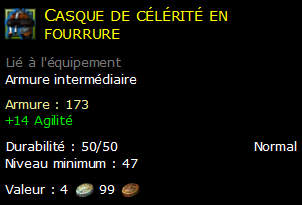 Casque de célérité en fourrure