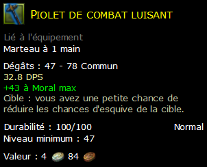 Piolet de combat luisant