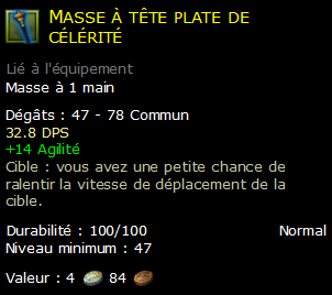 Masse à tête plate de célérité