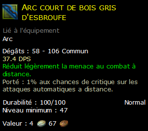 Arc court de bois gris d'esbroufe