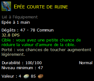 Epée courte de ruine