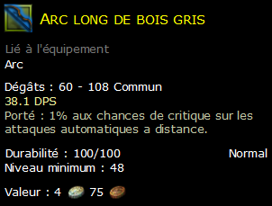 Arc long de bois gris