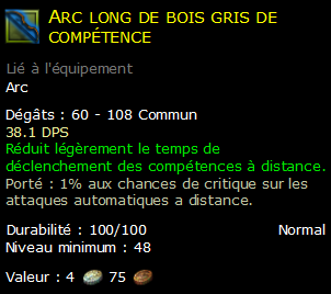 Arc long de bois gris de compétence