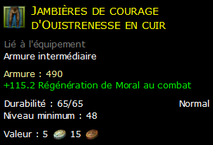 Jambières de courage d'Ouistrenesse en cuir