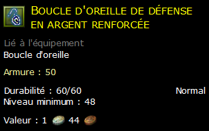 Boucle d'oreille de défense en argent renforcée