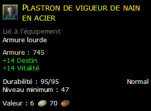 Plastron de vigueur de nain en acier