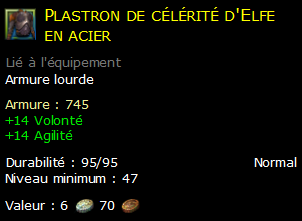 Plastron de célérité d'Elfe en acier