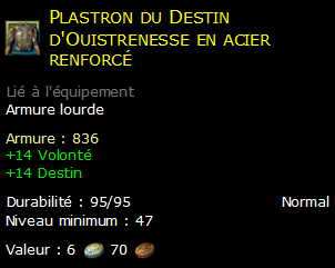 Plastron du Destin d'Ouistrenesse en acier renforcé