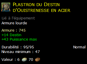 Plastron du Destin d'Ouistrenesse en acier