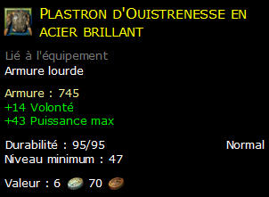 Plastron d'Ouistrenesse en acier brillant