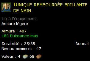 Tunique rembourrée brillante de nain