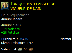 Tunique matelassée de vigueur de nain