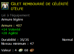 Gilet rembourré de célérité d'Elfe