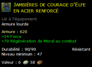 Jambières de courage d'Elfe en acier renforcé