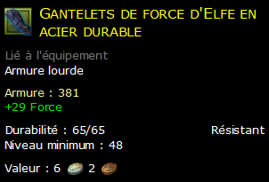 Gantelets de force d'Elfe en acier durable